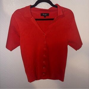 Hanifa Robyn Top in Flame Thick Ribbed Knit Size S